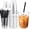 Black, variant on 25 Pack 16 oz Clear Plastic Cups with Lids and Straws, Disposable Cold Drink Cups for Coffee, Smoothies, Juice, Milkshakes, Iced Tea, Round Bottom, Portable Beverage Cups