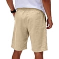 thumbnail image 5 of Linen Boho Shorts for Men Drawstring Summer Linen Shorts Cozy Elastic Waist Shorts Khaki 3XL, 5 of 8