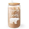 thumbnail image 1 of Vaso de cristal SANDJEST Mama Bear con tapa de bambú, 473 ml, pajita, 1 of 8