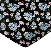 SheetWorld Fitted 100% Cotton Percale Play Yard Sheet Fits BabyBjorn Travel Crib Light 24 x 42, Blue Flowers
