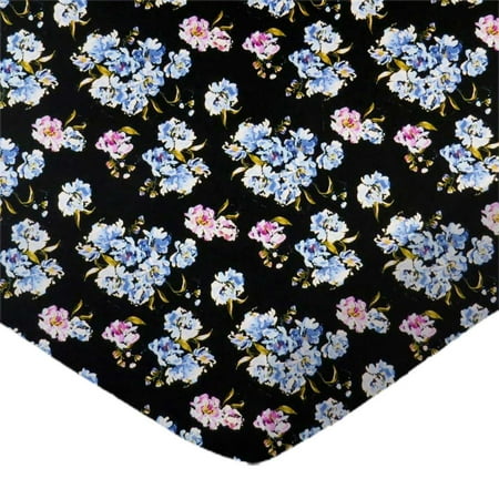 SheetWorld Fitted 100% Cotton Percale Play Yard Sheet Fits BabyBjorn Travel Crib Light 24 x 42, Blue Flowers