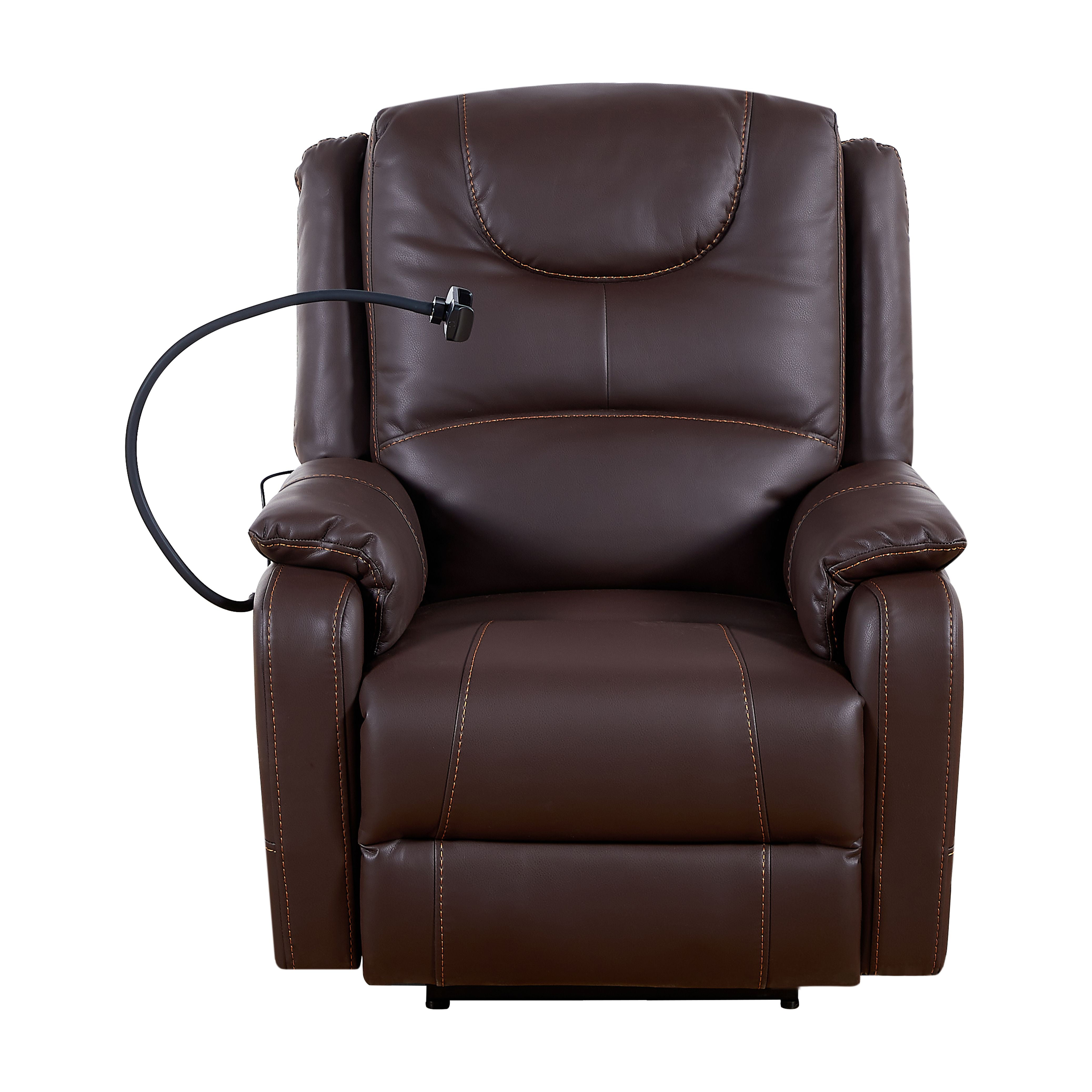 MAYEERTY Zero Gravity Recliner Chair with Air Massage, Heating, Phone Holder and Lift Assist, Faux Leather Brown