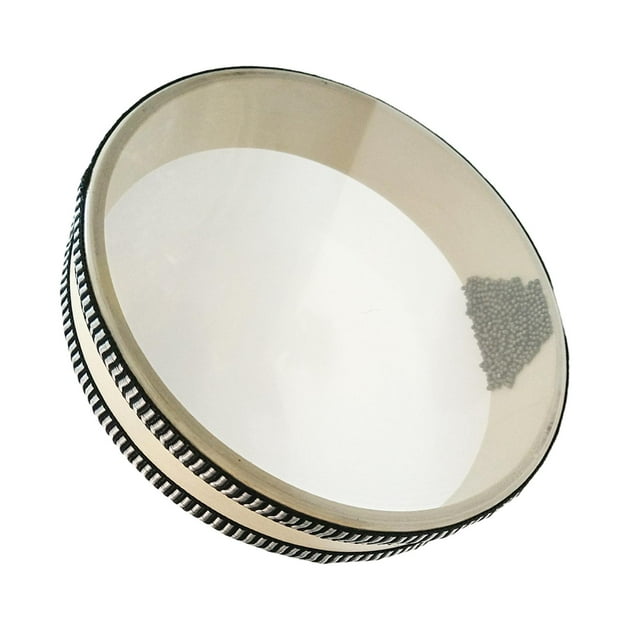Tambor de mano de percusión de tambor de cuentas onduladas, tambor de concha de madera transparente para el hogar, suministros escolares, bebé 20 centímetros