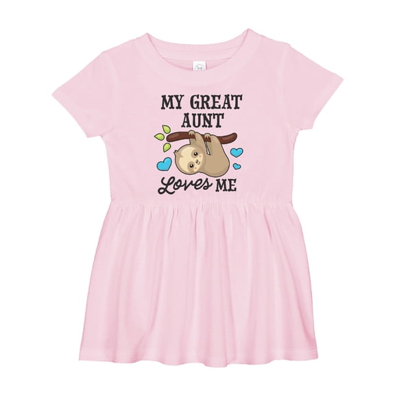 Inktastic My Great Aunt Loves Me with Sloth and Hearts Girls Baby Dress