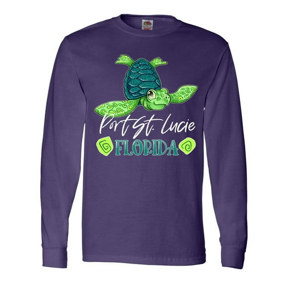 Inktastic Port St. Lucie, Florida Happy Sea Turtle Long Sleeve T-Shirt