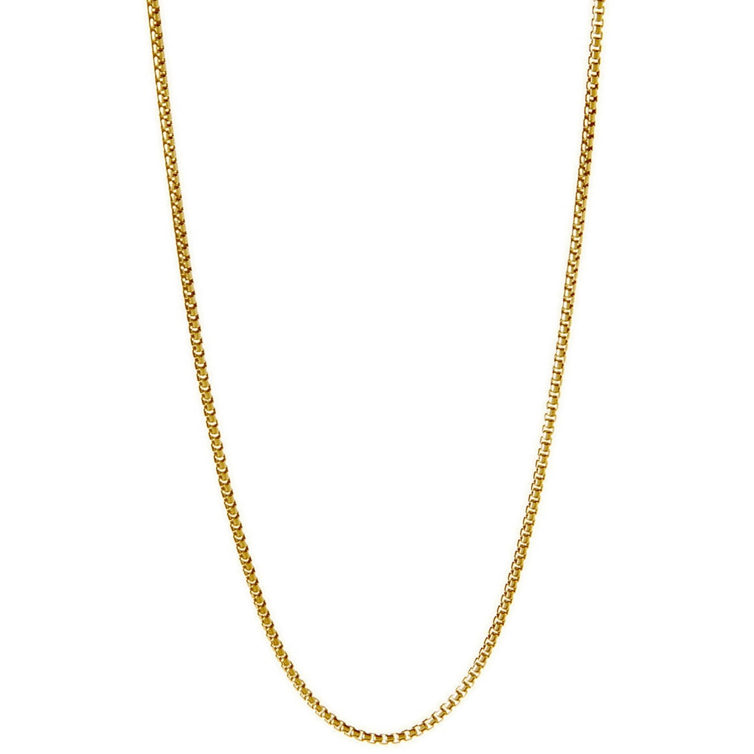 18kt Gold-Plated Sterling Silver 1.8mm Round Box Chain Men's Necklace, 22