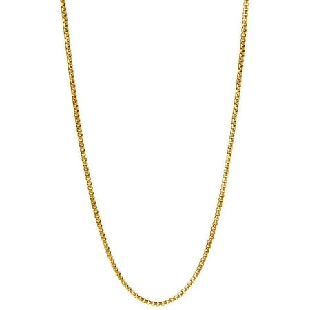Pori Jewelers 18kt Gold-Plated Sterling Silver 1.8mm Round Box Chain Men's Necklace, 22