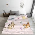 thumbnail image 4 of Cute Cat Blanket Animals Pet Pattern Gifts for Kitten Lovers Play with Butterfly for Adult Kids Soft Lightweight 50" x 40" Bedroom Birthday Decorations Christmas Decor Travel All Season Pink Animal, 4 of 6