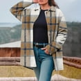 thumbnail image 3 of STETMN Fleece Lined Long Coat for Women Button Lapel Plaid Warm Jacket Loose Fall Coat with Pocket, 3 of 7