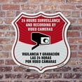 thumbnail image 4 of Bilingual 24 Hour Surveillance 24 Hour Surveillance And Recording By Video Cameras Vigilancia Y Grabacion (English / Spanish) (2 Pack) 18 inch X 18 inch Shield Shaped Commercial Grade, 4 of 7