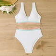 thumbnail image 5 of Dezsed Women High Waisted V Neck Bikini Sets Tummy Control Swimsuits Color Block Two Piece Bathing Suit White XL, 5 of 6