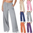 thumbnail image 6 of Straight Leg Fleece Sweatpants For Women Elastic Waist Loose Fit Trouser Fall Casual Running Workout Daily Pants With Drawstring & Pockets, 6 of 6