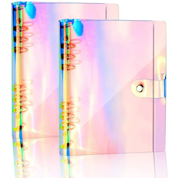 Binder Cover Refillable Notebook Shell for Ring-Bound Planner Pages, Dazzling Rainbow Color - Symphony