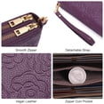 thumbnail image 5 of TAZAG women's new wallet genuine leather long double zipper bag fashionable camellia embossed first layer cowhide wallet, 5 of 10