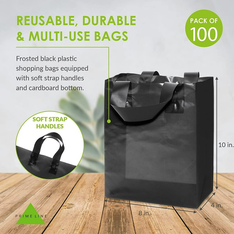 Prime Line Packaging Plastic Bags with Handles Small Frosted