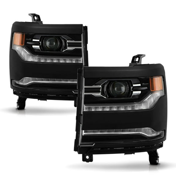 AKKON - Fit 2016-2018 Chevy Silverado 1500 2019 1500LD FULL-LED [Projector High/Low Beam] Black Headlights Pair Driver Passenger