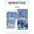 thumbnail image 5 of DOKOTOO Women's Jean Shorts High Waisted Stretchy Denim Shorts Summer Casual Rolled Hem Distressed Shorts Lightweight Zimbaplatinum Denim Shorts, 5 of 11