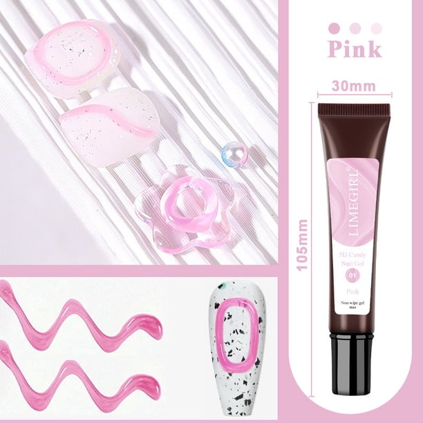 Pisexur Belleza Maquillaje Manguera Pegamento para uñas tridimensional Caramelo Macaron Gelatina Lavable sin lavado Manicura en gelpara mujeres y hombres