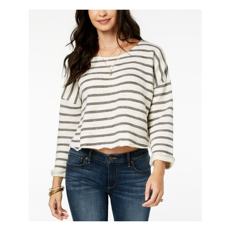 LUCKY BRAND Womens Ivory Striped Dolman Sleeve Crew Neck Peasant Evening Top Size: XL
