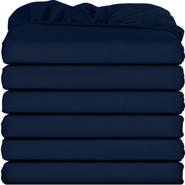 Sábanas ajustables Utopia Bedding, paquete de 6 unidades, microfibra suave, azul marino