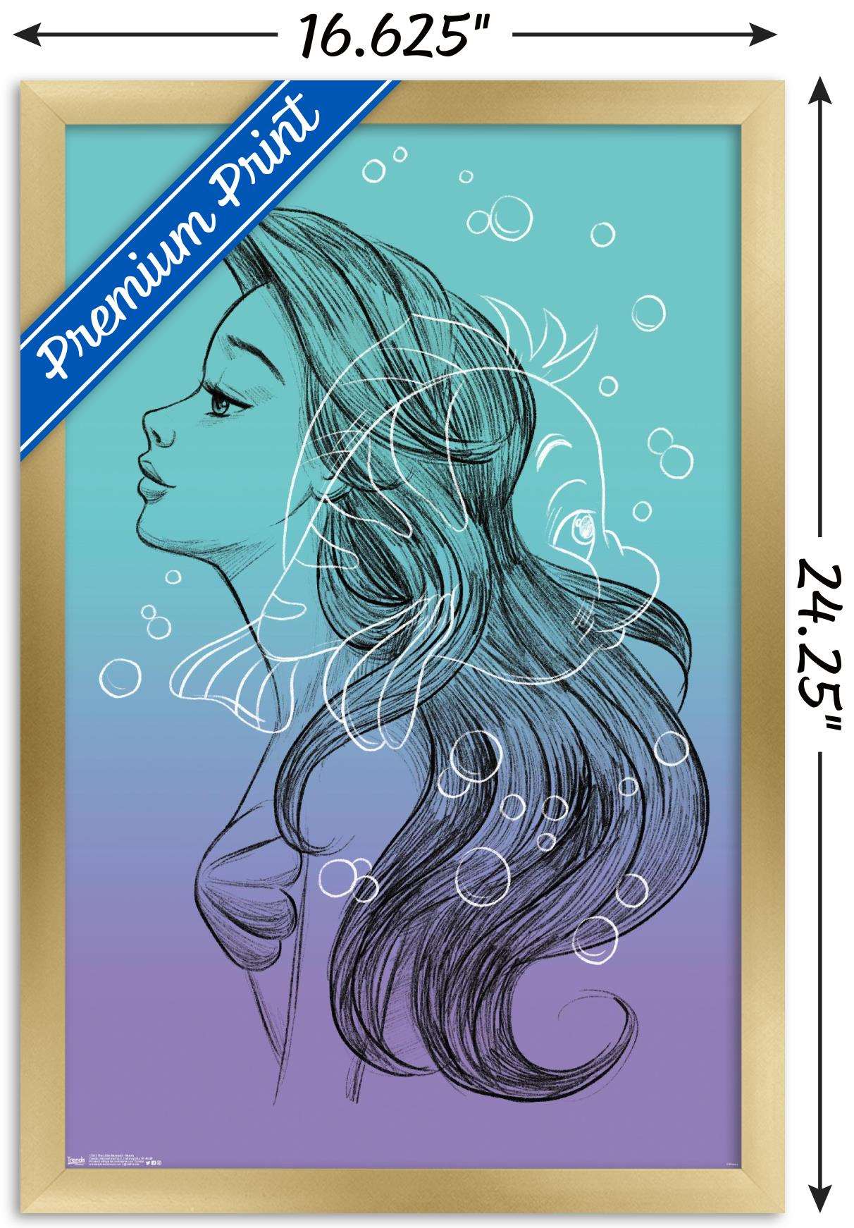 Disney The Little Mermaid - Sketch Wall Poster, 14.725" x 22.375", Framed