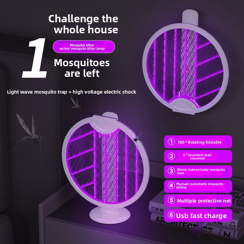 3-in-1 Electric Mosquito Zapper – 3000V Shock, USB Rechargeable, Silent Night Mode