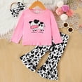 thumbnail image 2 of mgoYE 6-9 Month Girl Clothes Preemie Newborn Baby Girl Clothes Infant Romper Fall Winter Outfits Gifts for Girls Cute Bell Bottoms Pant Sets(Pink,9-12 Months), 2 of 8