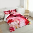thumbnail image 3 of Manfei Aesthetic Marble Queen Comforter Set,Modern Fluid Art Bedding Sets,Red Gold Bedding Comforter Set For Adult,Breathable Bedroom Decor Reversible,3-Piece, 3 of 8