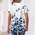 thumbnail image 4 of Kixjoy Blue Shirts for Women Short Sleeve V Neck Lounge Lightweight Tops Trendy Summer Loose Shirt Holiday Basic Cozy Women's Tops, Tees & Blouses, Dark Blue L, 4 of 7