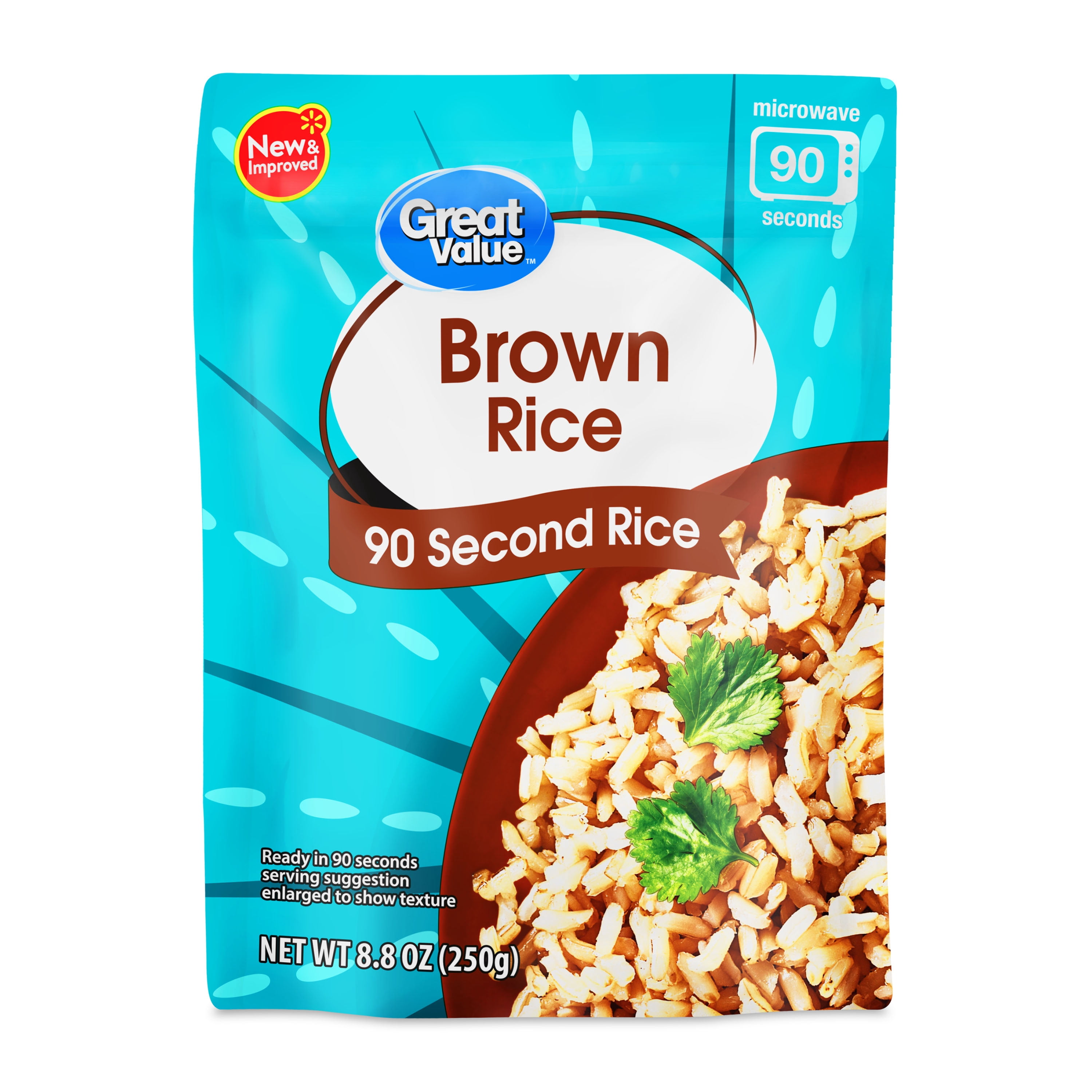 (9 pack) Great Value Ready-to-Heat 90-Second Brown Rice Pouch, 8.8 oz