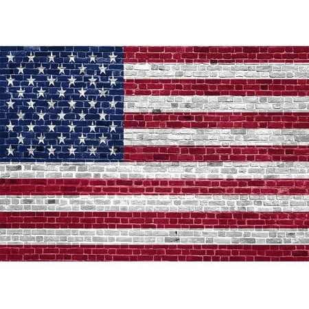 7x5ft Independence Day Brick Wall American Flag Photography Backdrop Patriotic 4th of July Banner Memorial US Flag National Veterans Day Background Portrait Photo Studio Booth