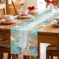 thumbnail image 5 of Ocean Coastal Table Runner 120 Inches, Summer Nautical Beach Coral Starfish Bed Runner Dresser Scarves Tabletop for Indoor Outdoor Parties/Ceremony/Banquet, 13"x 120", 5 of 8