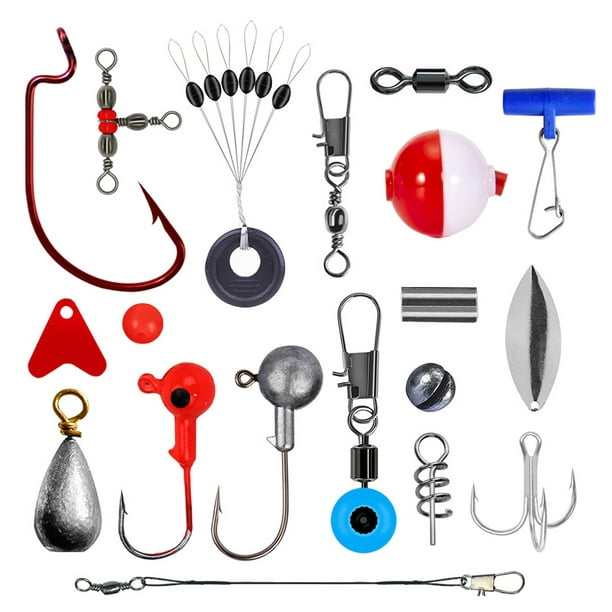 263pcs Fishing Accessories Kit Fishing Tackle Kit Swivels Hooks Split Shots Fishing Gear for