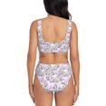 thumbnail image 3 of Wukai Purple Rabbit Women's Bikini Set Two Piece,wimsuit High Waisted V Neck Twist Front Adjustable Spaghetti Straps Bathing Suit-, 3 of 7