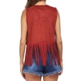 thumbnail image 6 of Hibeli Women Faux Leather Suede Sleeveless 70s Hippie Cowgirl Fringed Vest Cardigan, 6 of 7