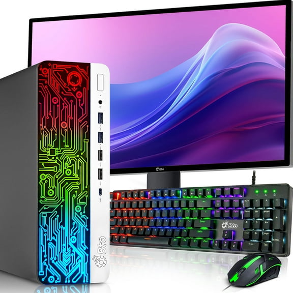 Restored HP ProDesk Desktop Computer PC with RGB lights, Intel i5 Quad-Core 6th Gen Processor, 8GB Ram, 256GB SSD, 22" Monitor, BTO RGB Gaming Keyboard & Mouse, WiFi, Windows 11 Pro (Refurbished)