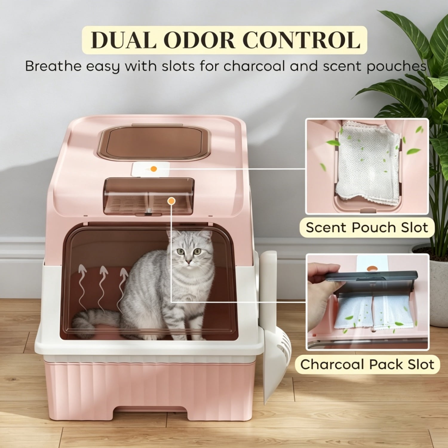 FENGFAN Enclosed Cat Litter Box Anti-Tracking Top Exit 18.9" for Cats 1 Pack
