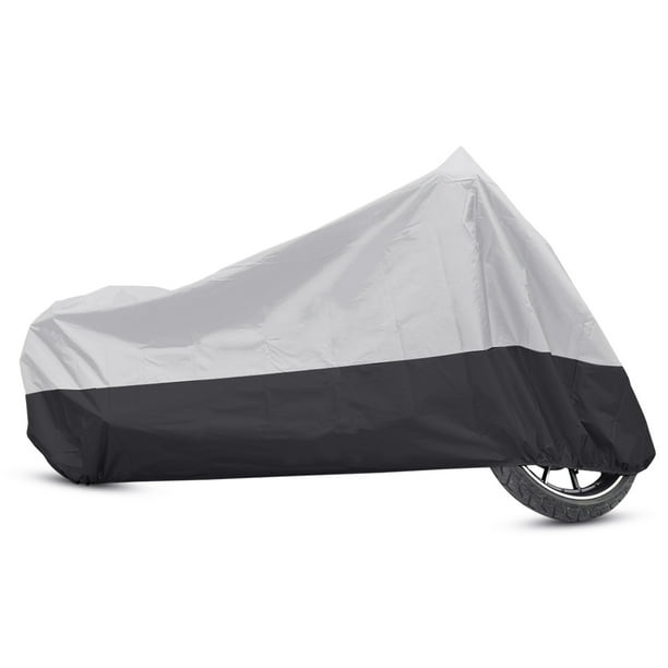 Funda para motocicleta, cubierta completa para motocicleta, resistente al agua, para exteriores, protector contra el polvo y la lluvia, 190T, XXL, tono plateado, negro, para Yamaha V-Star XV XVS XVZ Road Star para Harley Touring Cruiser Full Dress Unique Bargains cubiertas para vehículos de deportes motorizados