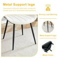 thumbnail image 3 of Noble House 32.2" Dining Chairs, Extended Cushion PU Leather, Black Cross Metal Legs, White & Dark Gray, Set of 4, 3 of 9