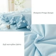 thumbnail image 6 of RYNGHIPY 3Pcs Full Size Comforter Set for Kids Pom Fringe Light Blue Bedding Set for Girls Soft Boho Comforter Bed Set with 1 Comforter and 2 Pillowcases(Light Blue,Full), 6 of 7