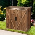 thumbnail image 1 of Gymax Storage Cabinet with Double Doors Solid Fir Wood Tool Shed Garden Organizer, 1 of 10