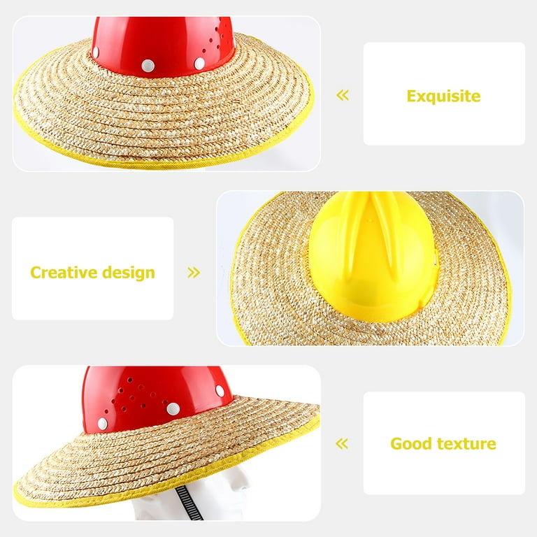 Frcolor Sun Hat Helmet Hard Sunshield Shade Visor Brimmer Straw Full Neck  Shield Wheat Construction Climbing Hardhats Hardhat 