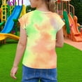 thumbnail image 6 of YABCSAZ Girls Summer Outfits Color Block Short Sleeve Tops Loose Fit Active Tee Shirts Kids Casual T-Shirts Blouses Tie Dye Shirts Tops Baby Clothes Size 13 T, 6 of 7