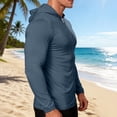 thumbnail image 6 of Stamzod Fishing Shirts for Men Summer Solid Color Lightweight Sun Hoodie Mens Long Sleeve Sun Protection Shirts for Men Navy B M, 6 of 9