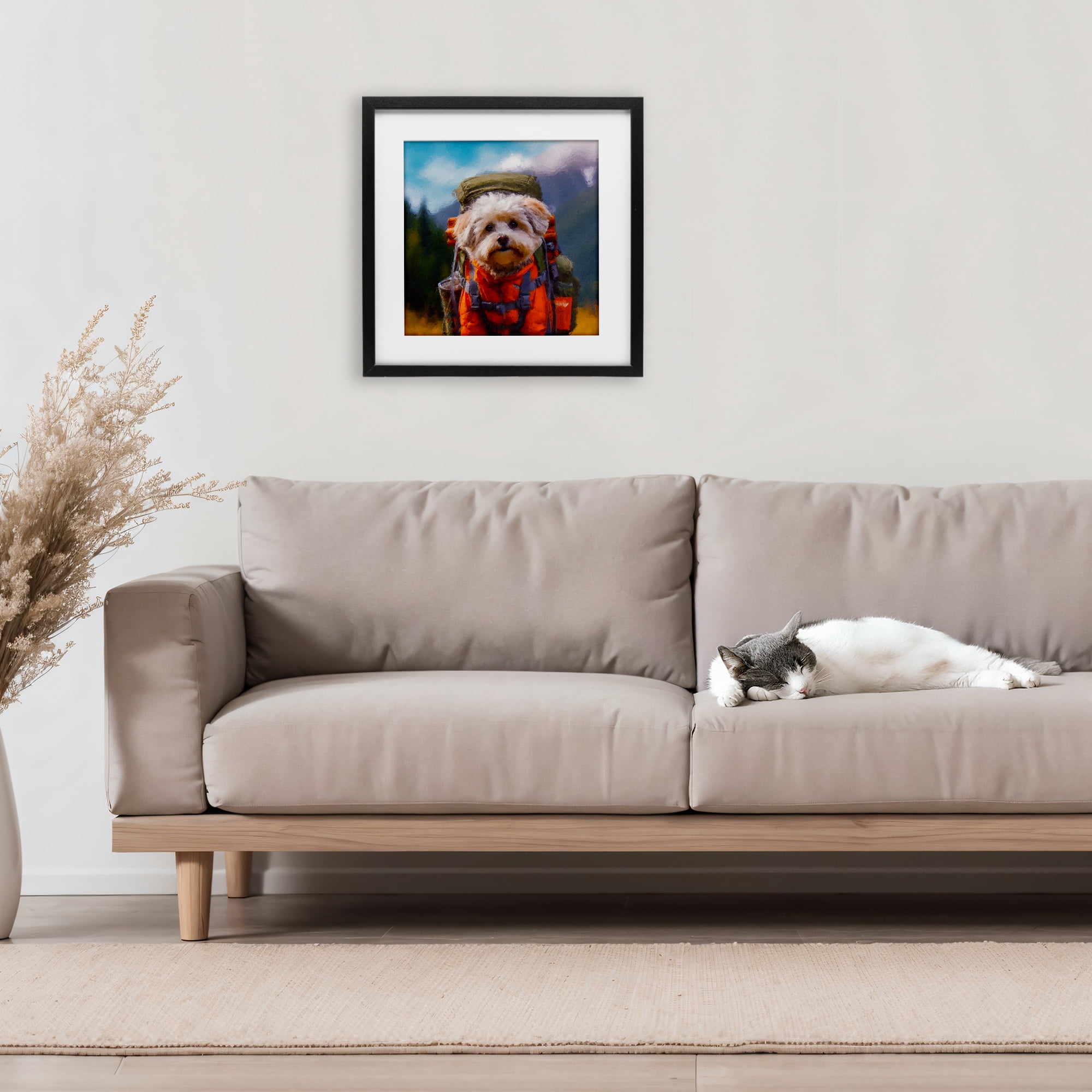 Stupell Industries Adventuring Hiker Dog Black Framed Print Under Glass, design by Sean Parnell