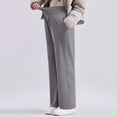 thumbnail image 4 of Women's Maternity Palazzo Over The Belly Straight Leg Pants Wide Leg Trousers Soft Belly Support Stretchy Adjustable High Waisted Pregnancy Pants Yoga Gray L, 4 of 5