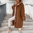 thumbnail image 6 of Kixjoy Long Sherpa Jacket Women Oversized Lapel Long Sleeve Open Front Coat Faux Fur Plain Fuzzy Cardigan Warm Casual Fall Cardigan for Women, Camel S, 6 of 7