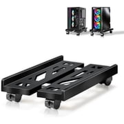PC Stand, Mobile CPU Stand for Floor, Adjustable CPU Rolling Stand, Under Desk Computer Tower Stand, Computer Mobile Cart Holder with Locking Caster Wheels PC Tower Stand for Home and Office - Black