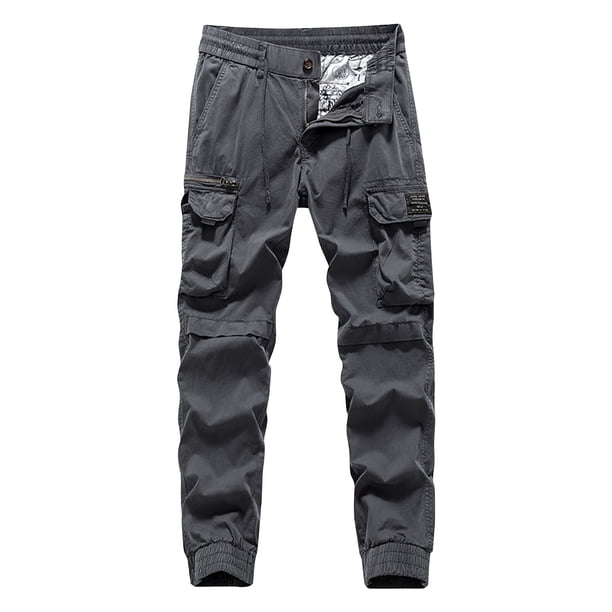 Pantalones largos de hombre para tiempo libre, de moda, para exteriores, de tubo recto, con múltiples bolsillos, para trabajo, elásticos