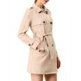thumbnail image 5 of INSPIRE CHIC Women's Notched Lapel Double Breasted Faux Suede Trenchcoat M Apricot, 5 of 9